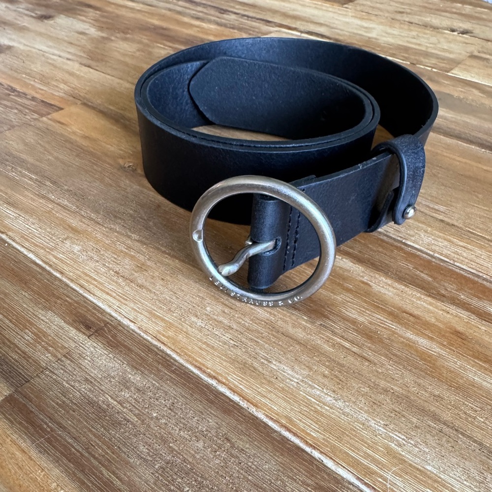 Levi's Black Leather Belt with Silver Logo